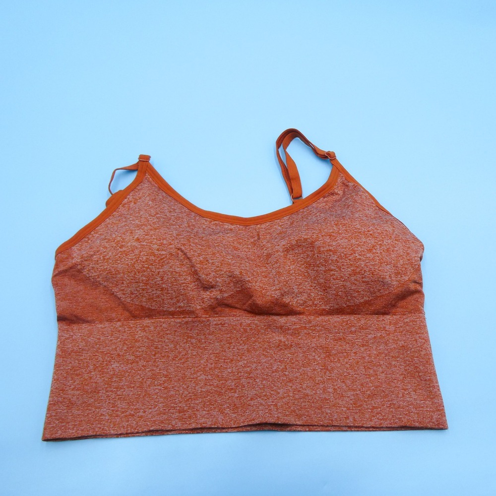 PINK Sports Bra Womens Large Seamless‎ Lightly Lined Orange Heathered Polyamide